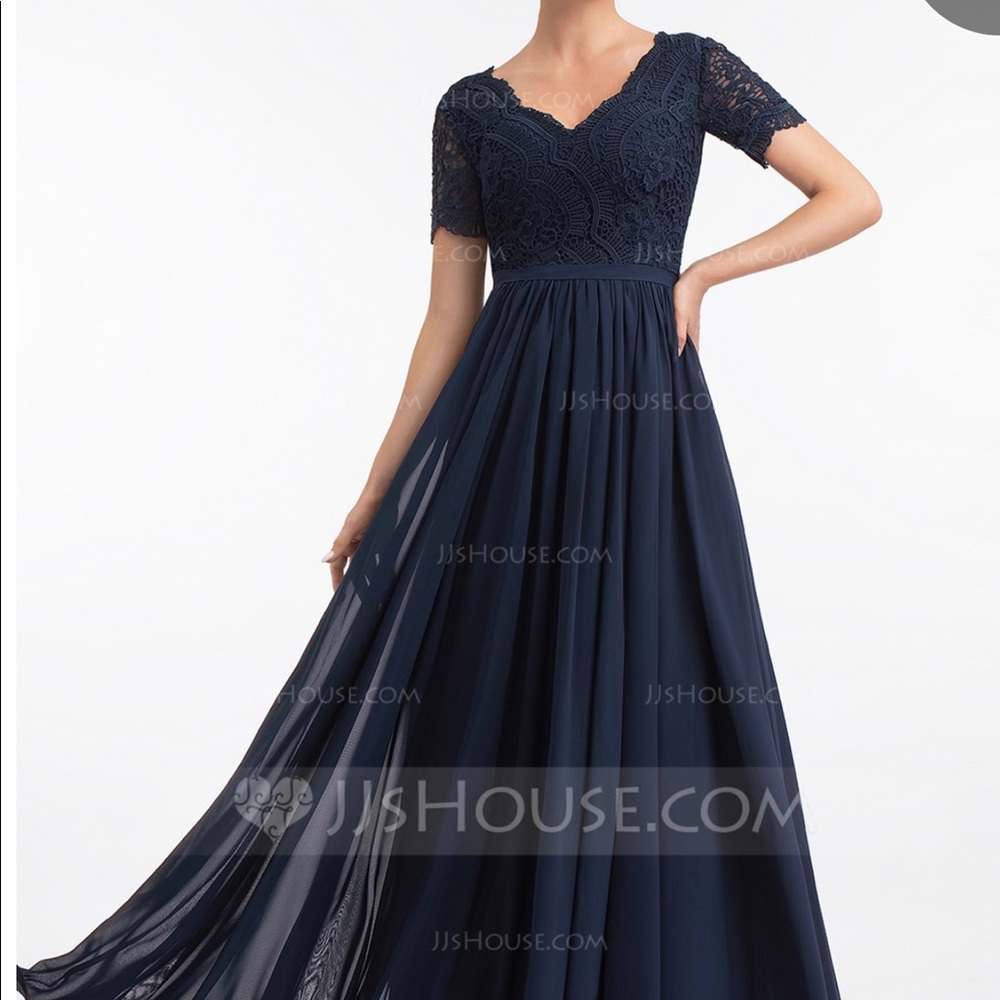 A-Line V-neck Floor-Length Chiffon dress